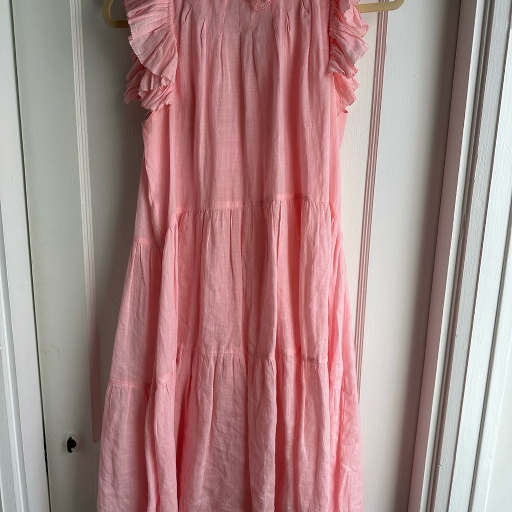 Sea Blush Pink Ruffled Midi Dress